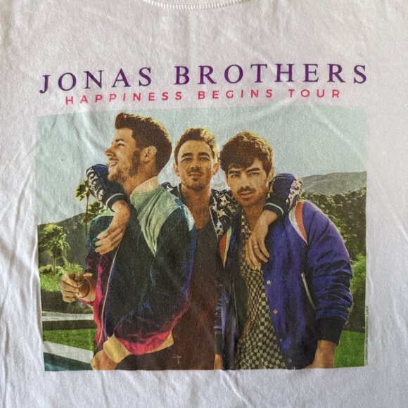2019 Jonas Brothers Happiness Begins Tour White Gildan T-Shirt Men's Size Medium - Picture 7 of 9